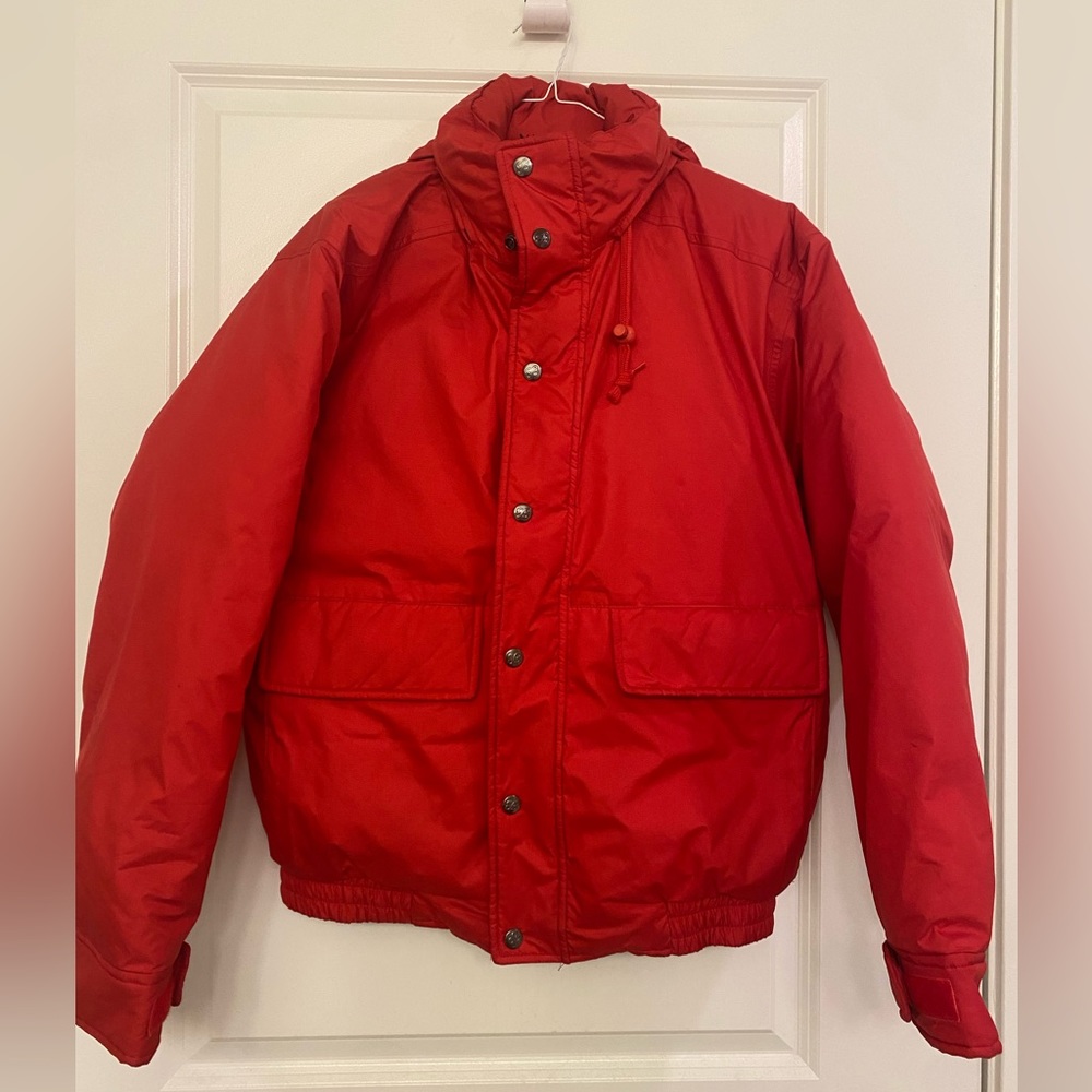Eddie Bauer Premium Outdoor Outfitter Goose Down Puffer Zip Up Jacket Red Small